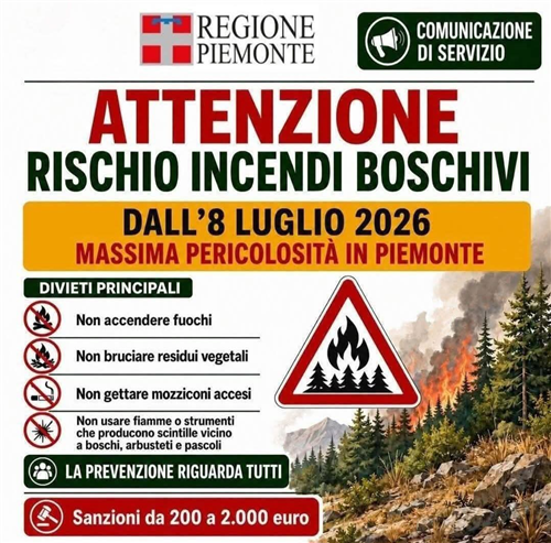 Stato di massima pericolosità per incendi boschivi